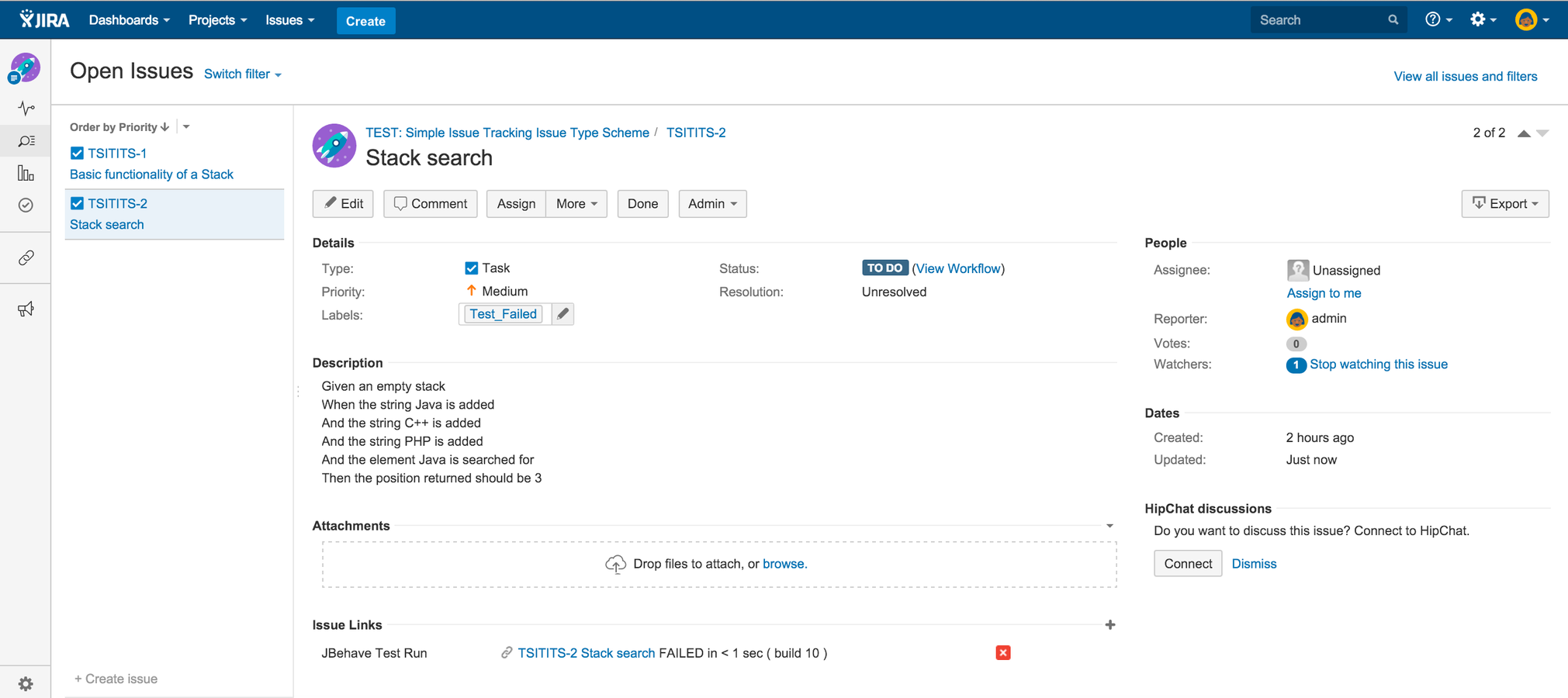 Links JBehave results with Jira issues