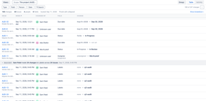 The same bulk edit expanded: all 24 changes, one person, one minute, one field. Collapsing hides nothing — it stops 24 near-identical rows burying everything else that happened.