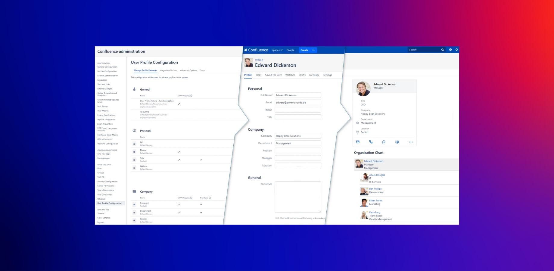 Synchronize profile pictures, contact information, and other key data with user directories.