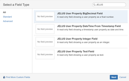 Create custom fields to show user properties