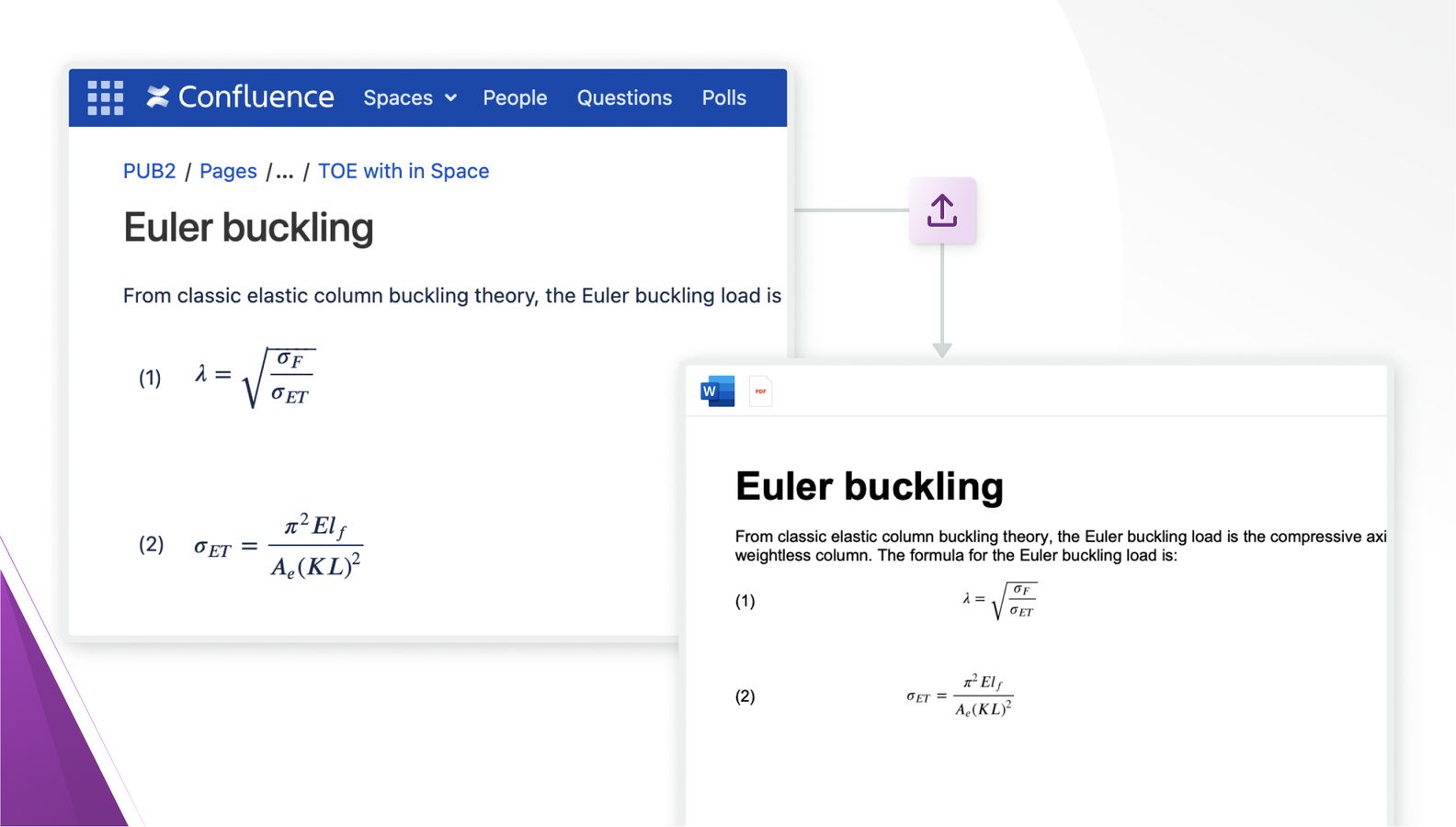 Seamlessly render Math equations, formulas, and expressions to Confluence pages and properly export them on PDFs or Microsoft Word.​