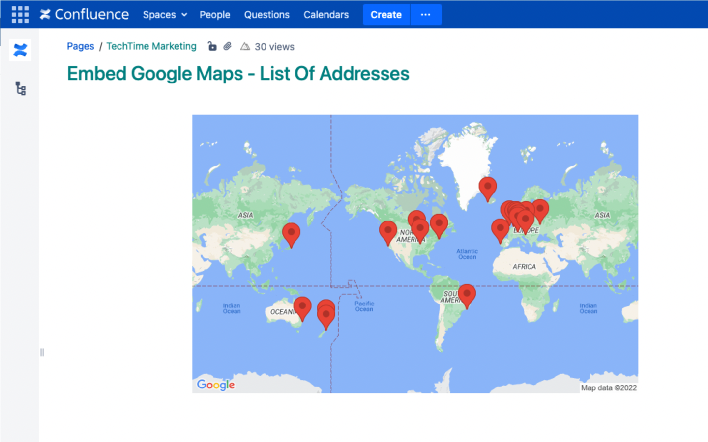 If you can list it, and Google can geocode it – we will show it on the map!
Enjoy the result - your Google Map embedded in a Confluence page