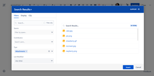 Search by content type: pages, blog posts, attachments, comments
