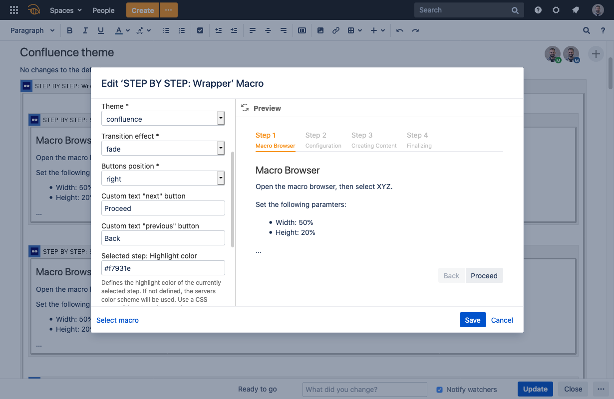 Change theme, colors, transition effect, button position and more.