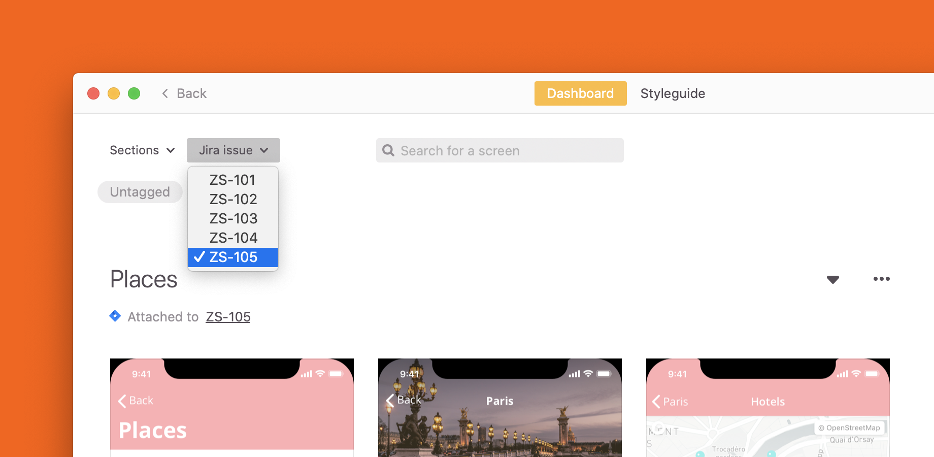 Filter designs in Zeplin based on issues