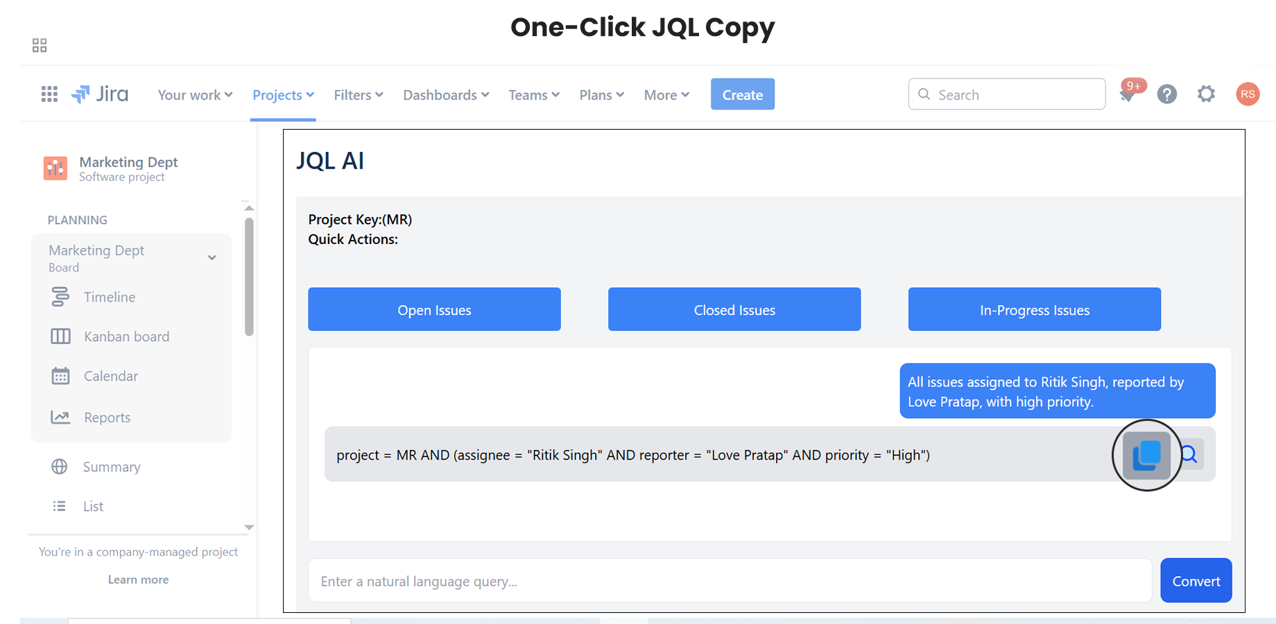 One-Click JQL Copy