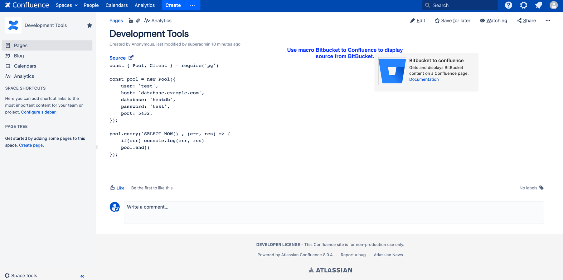 Bitbucket Source to Confluence Connector