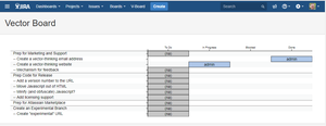 Clicking on the "V-Board" menu item will create a visualization of your current scrum board (up to 100 stories and sub-tasks). Use browser zoom to see the entire sprint in one glance.