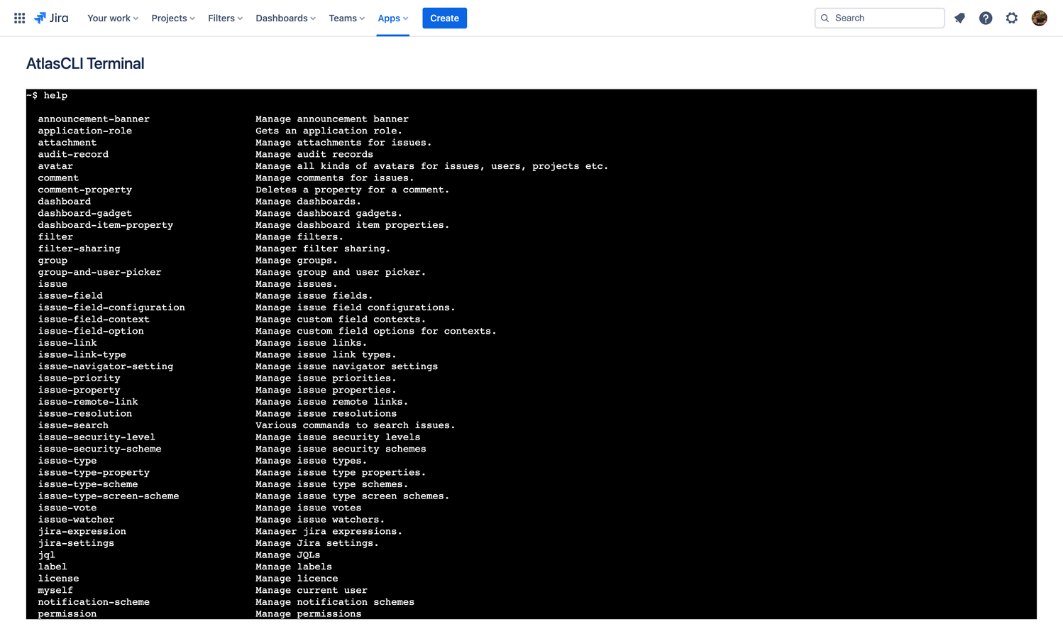 ​There are nearly 500 commands organized into 80 topics. From creating issues, to managing announcement banner you can do nearly everything.