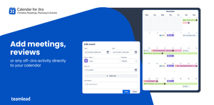 Jira calendar view with both Jira issues and non-Jira custom events displayed side by side