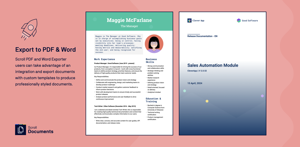 Scroll PDF and Word Exporter  users can take advantage of an integration and export documents with custom templates to produce professionally styled documents.