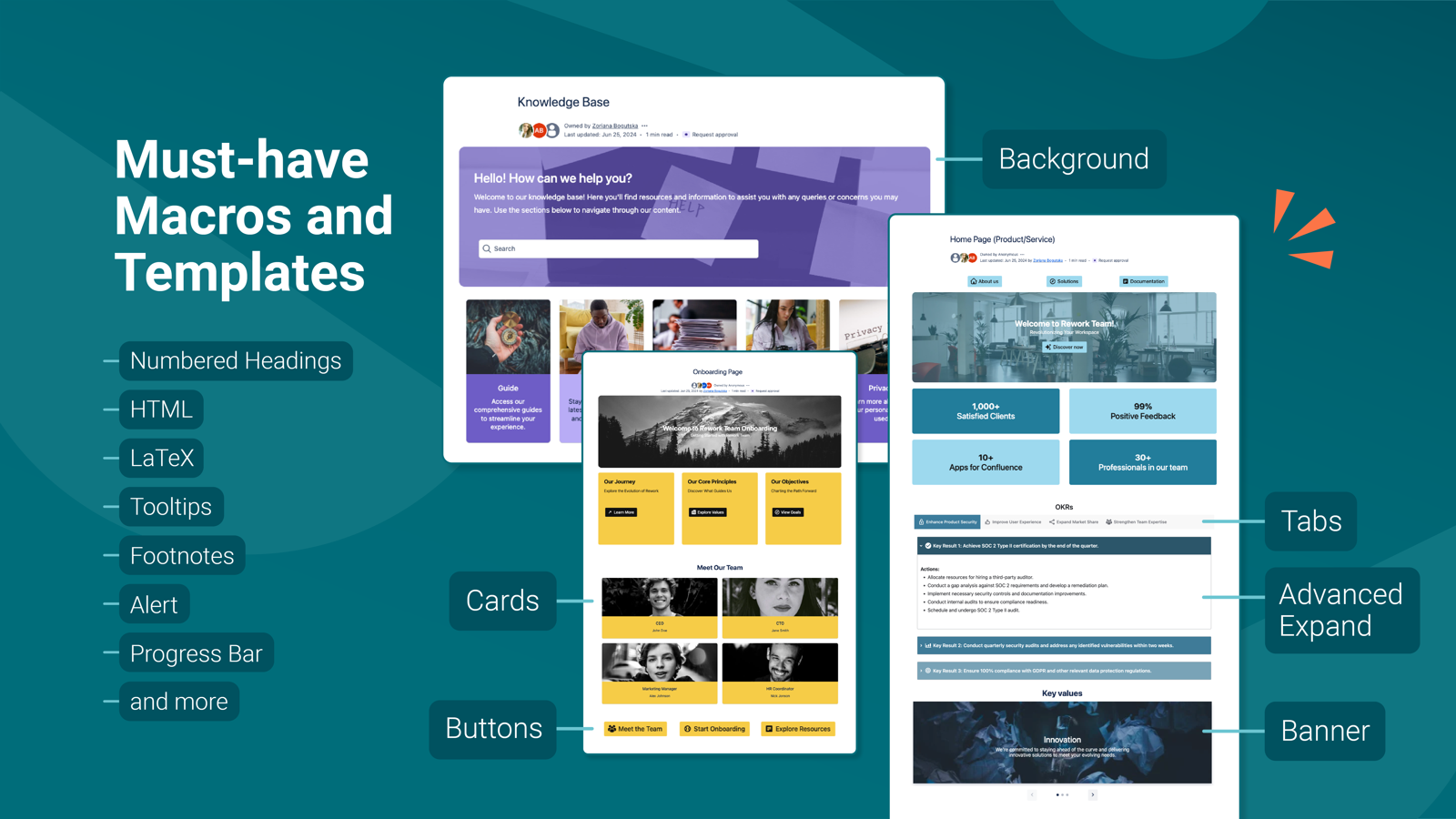 Available templates: Product roadmap, Product plan, Project plan, OKRs, Blog post, Meeting notes, To-Do list, FAQs, One-2-One, Documentation, Team page, and more.