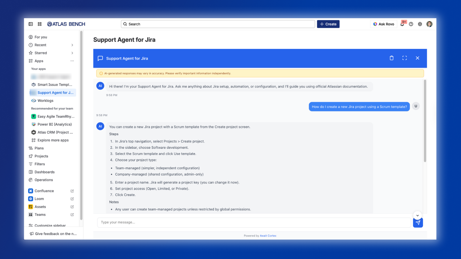 Create Jira projects with step-by-step guidance