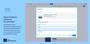 Use Variants for Scroll Documents to manage variants of your Confluence documentation. You can then export variants of your content as PDF documents using Scroll PDF Exporter.