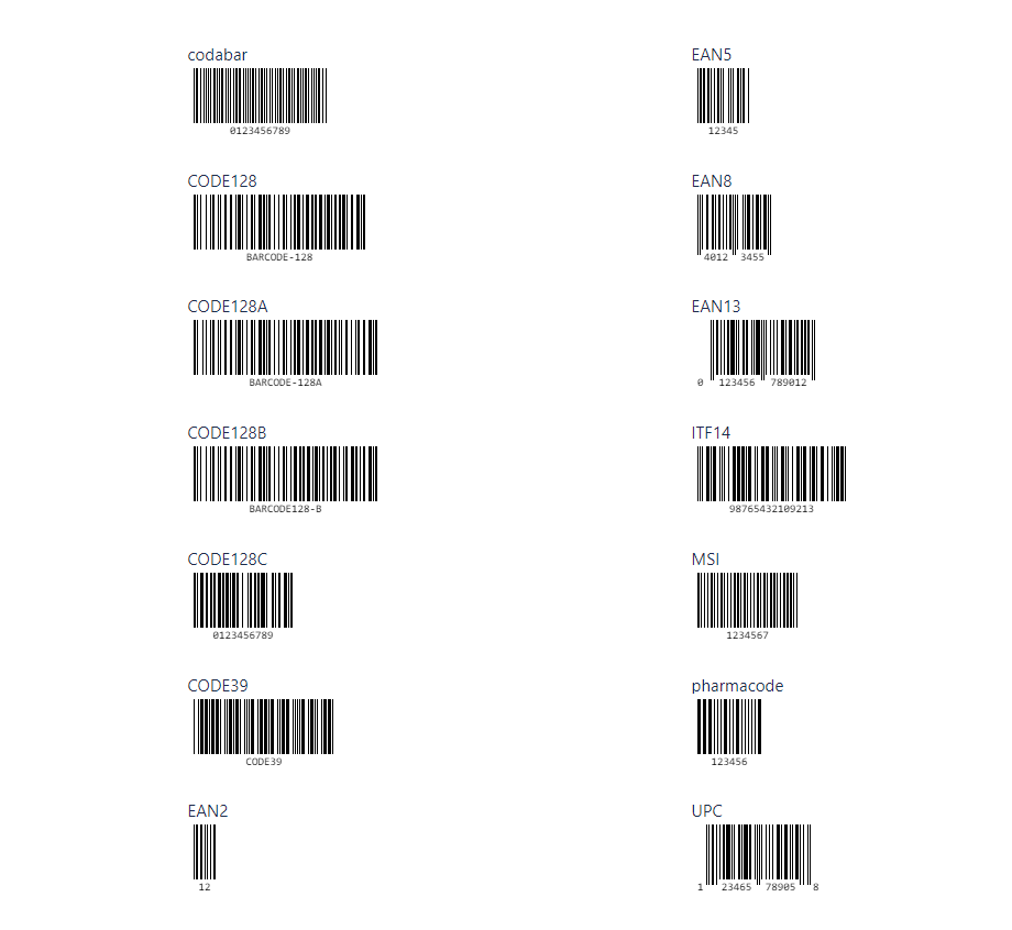 Supports different barcode formats