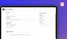 Create a ticket in seconds: choose a project, add a summary, add required fields and attach files—all in one window. A guided flow that prevents missing info requests to the right team