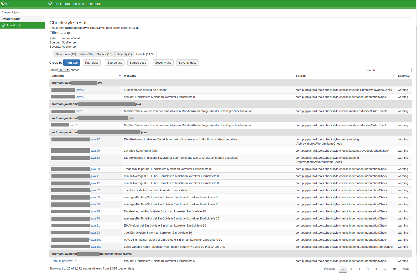 View metric results for job