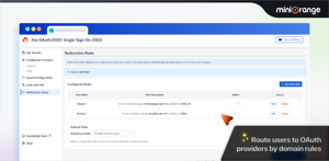 Allows you to configure your own custom app to enable Single Sign-on for JIRA using your OAuth application