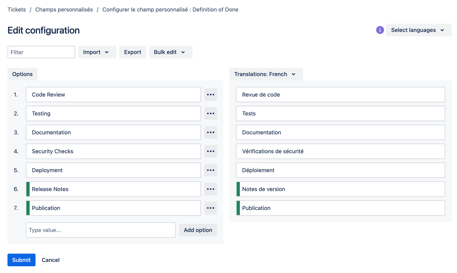 Import and export to ease the translation process