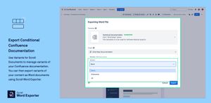 Use Variants for Scroll Documents to manage variants of your Confluence documentation. You can then export variants of your content as Word documents using Scroll Word Exporter.