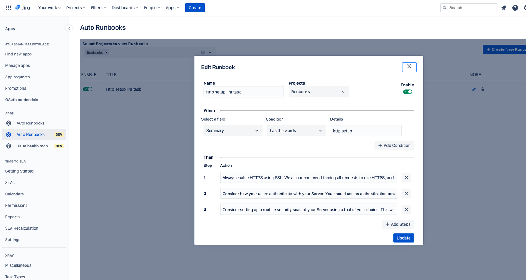Define rules and conditions to create runbooks