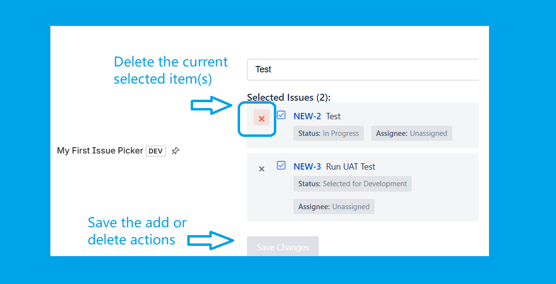 Multiple selects is allowed for multiple issues