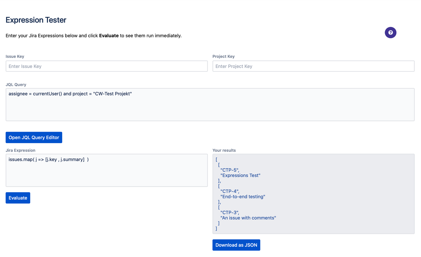 Easily aggregate the results of a JQL query into a list.