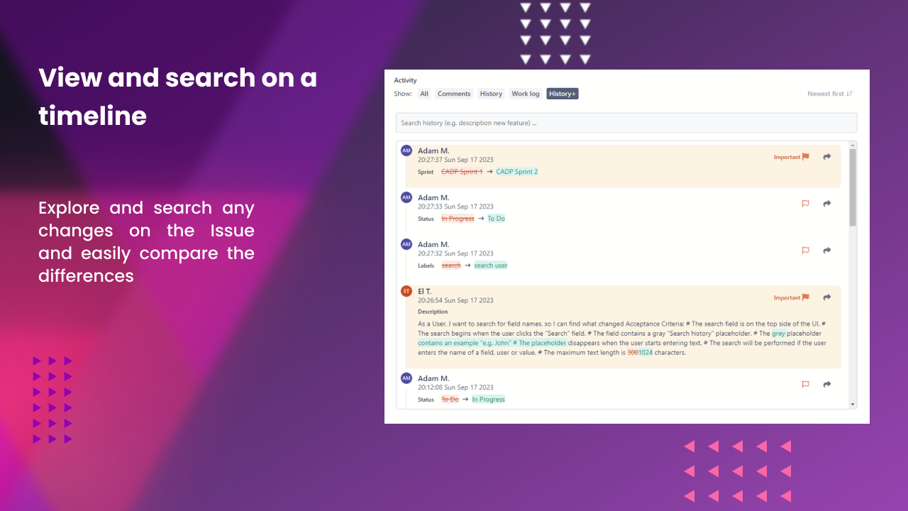 View and search on a timeline