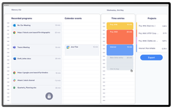 Memtime UI - Automatic time tracking, Time entries $ Projects