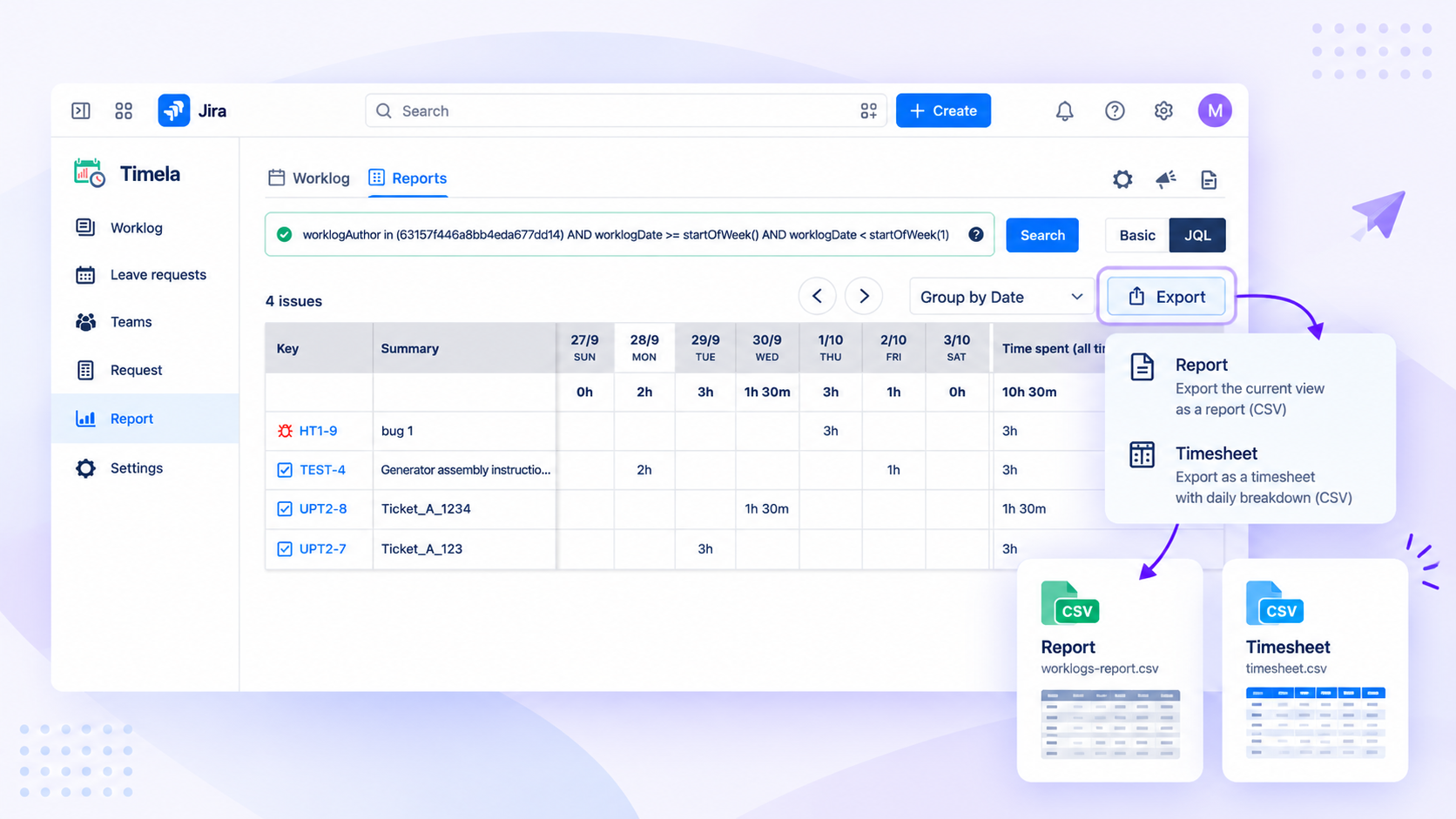 Turn worklogs into useful timesheets