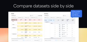View multiple datasets on a single Confluence page to compare information, identify differences, and make faster decisions without jumping between pages or files.