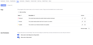Set up to 10 flag types with your own names, descriptions and colors, and choose whether users can view, set or clear flags.