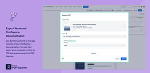 Use Scroll Documents to manage versions of your Confluence documentation. You can then export your versioned content as PDF documents using Scroll PDF Exporter.