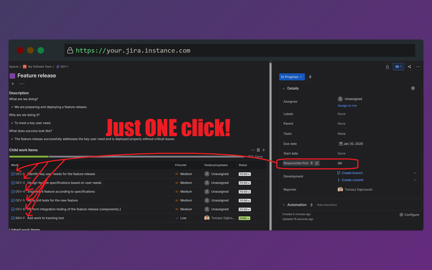 One click propagation