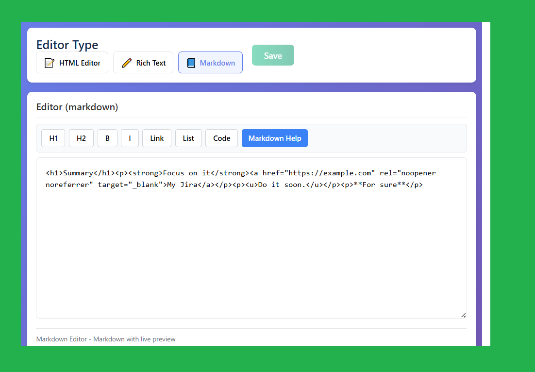 Markdown Editor and preview