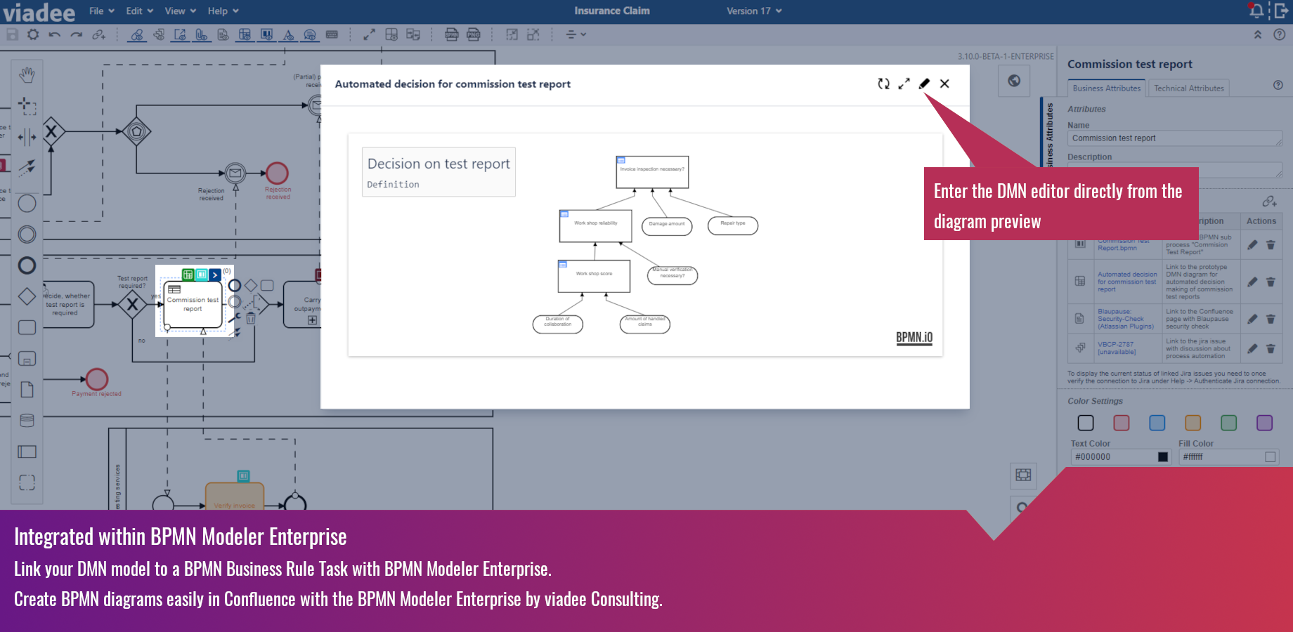 Integrated with BPMN Modeler Enterprise