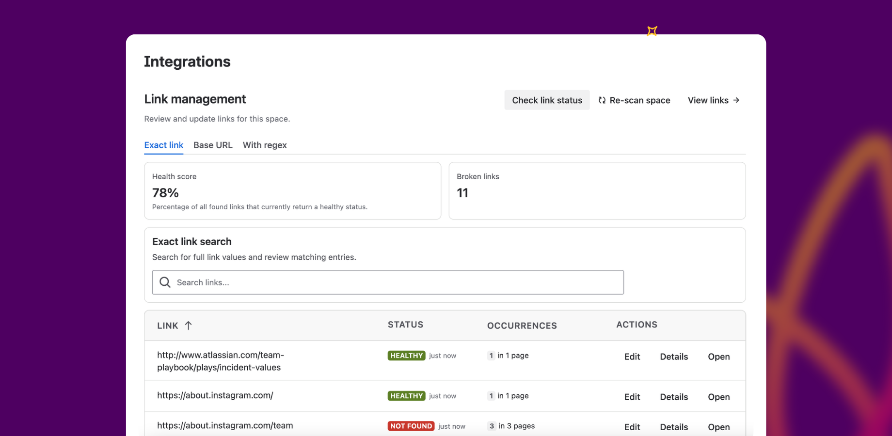 Improve Confluence spaces with Link Management, allowing admins to easily edit links.