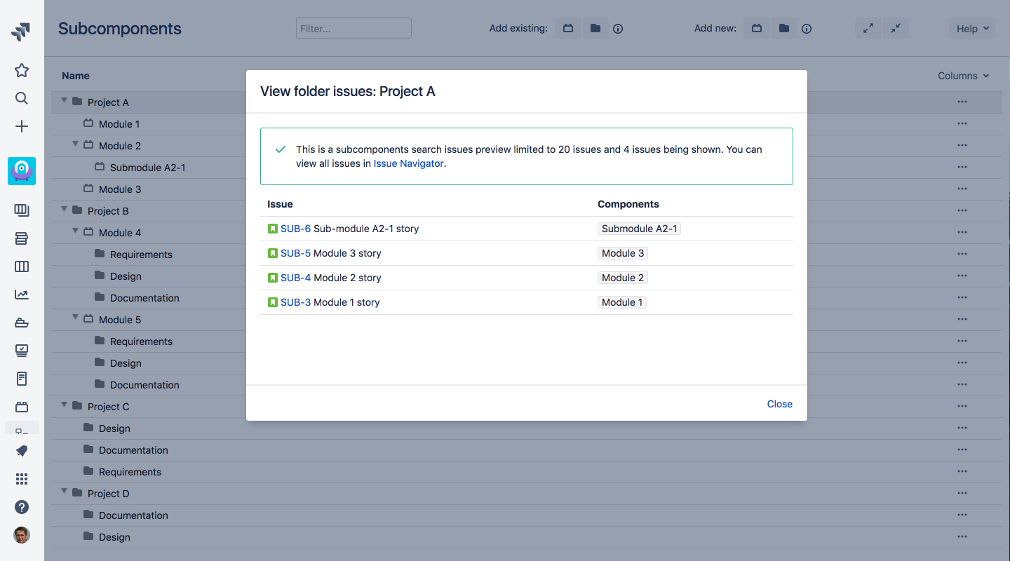 Find issues at any subcomponents level
