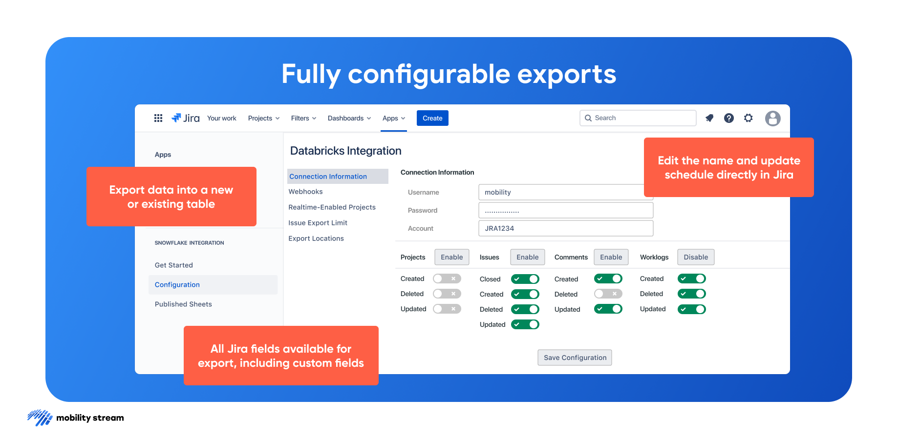 Fully Configurable Exports