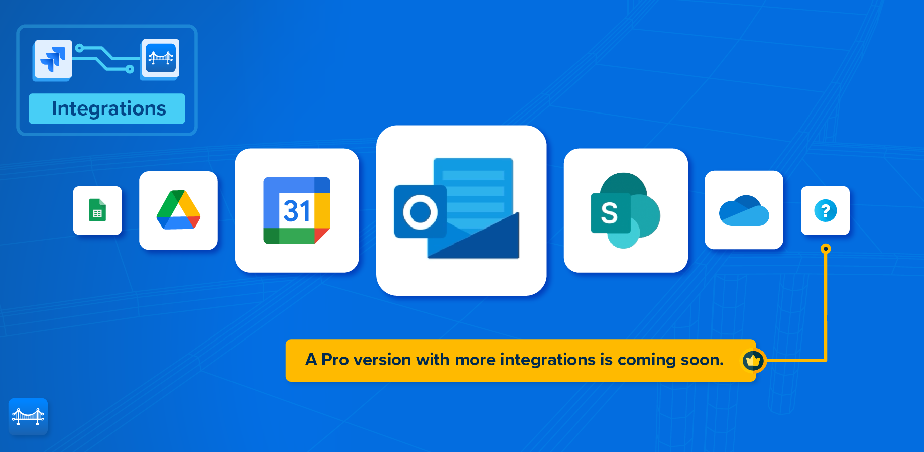 An image showcasing various integrations available in Connectors for Jira, including Google Sheets, Google Drive, Google Calendar, Outlook, SharePoint, OneDrive.