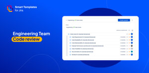 Work item (Issue) template for Engineering team in Atlassian Jira. Smart Templates Code review workflow with pre-filled work item (issue) fields