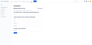 After installing the app configure the Munixo API details.