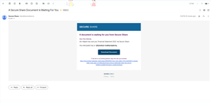 Recipients receive an email with a key to access the shared document. Downloading is as simple as clicking a button.