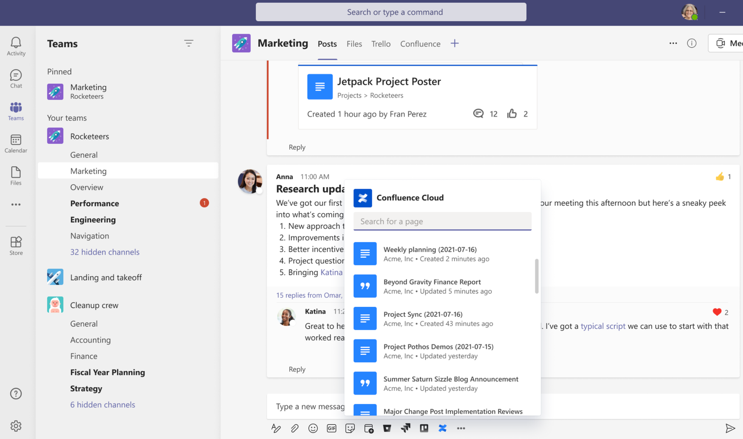 Quickly search + share Confluence pages