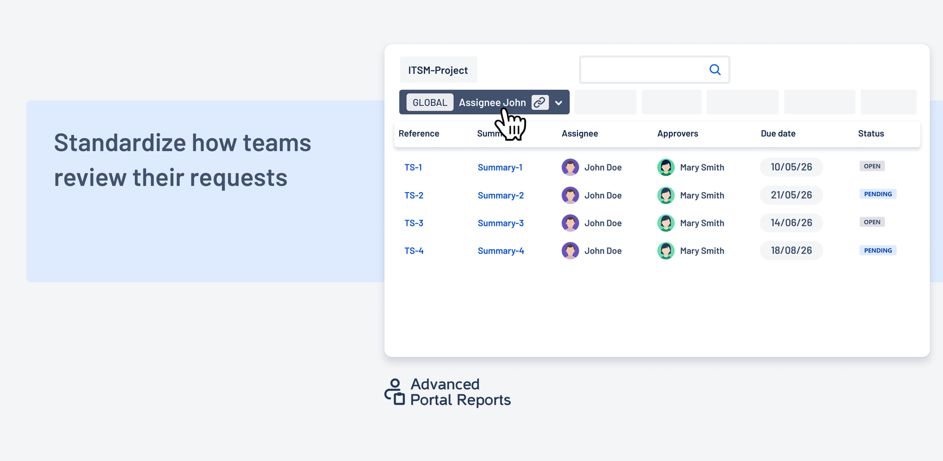 Advanced Report in the JSM Customer Portal: Admins can create and share pre-configured report views with preset filters and fields. Customers can also save their own filtered views for later use.