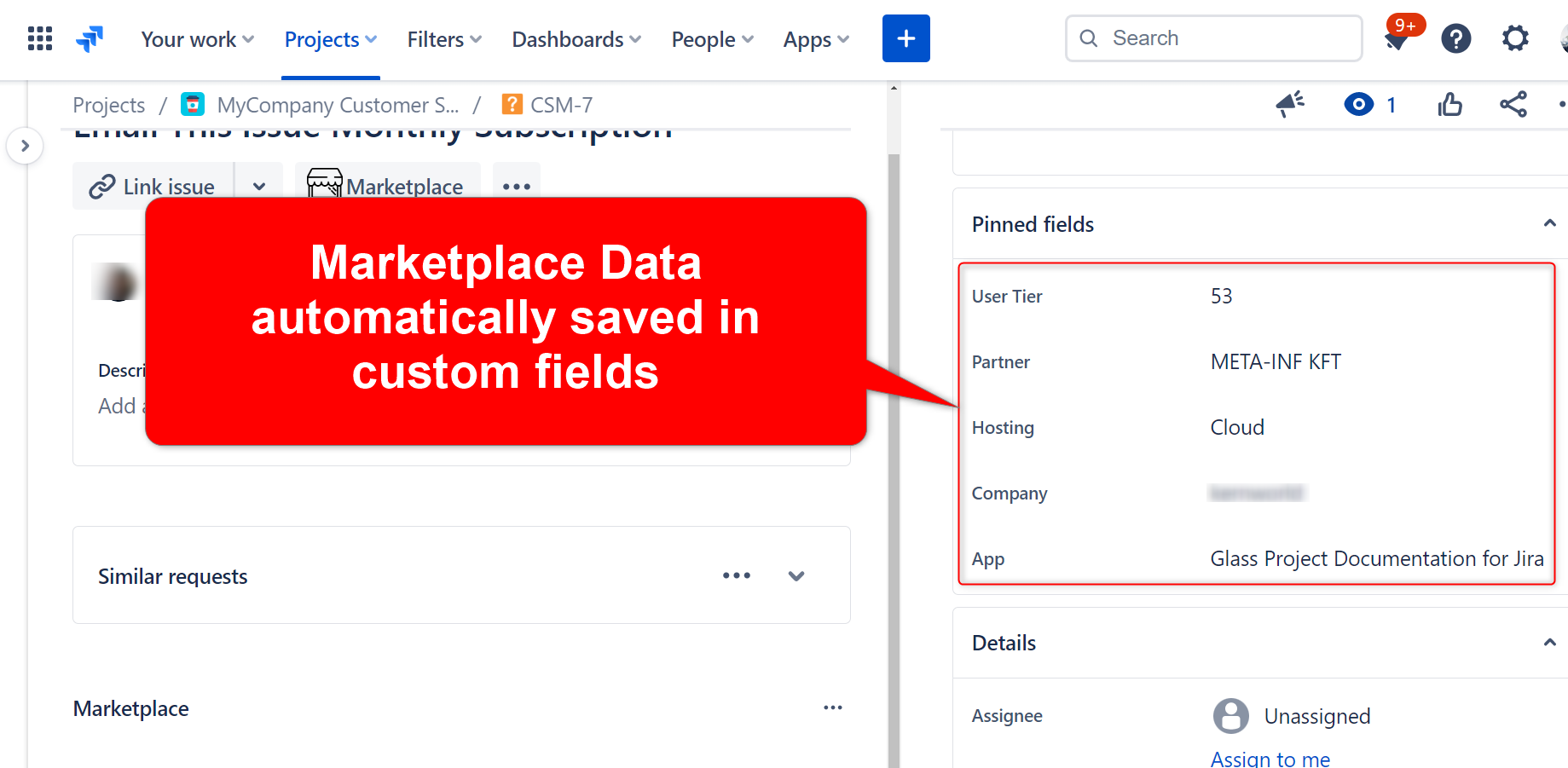 Store relevant data in custom fields