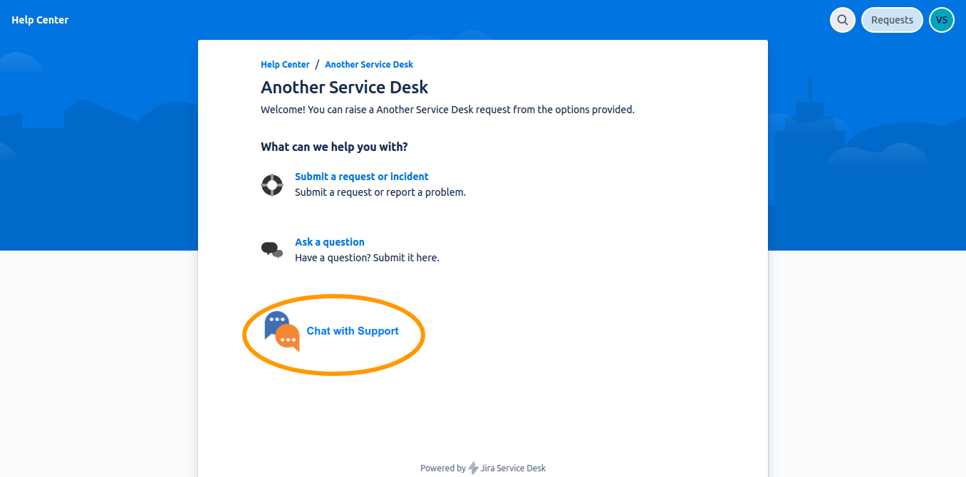 Chat widget on customer portal