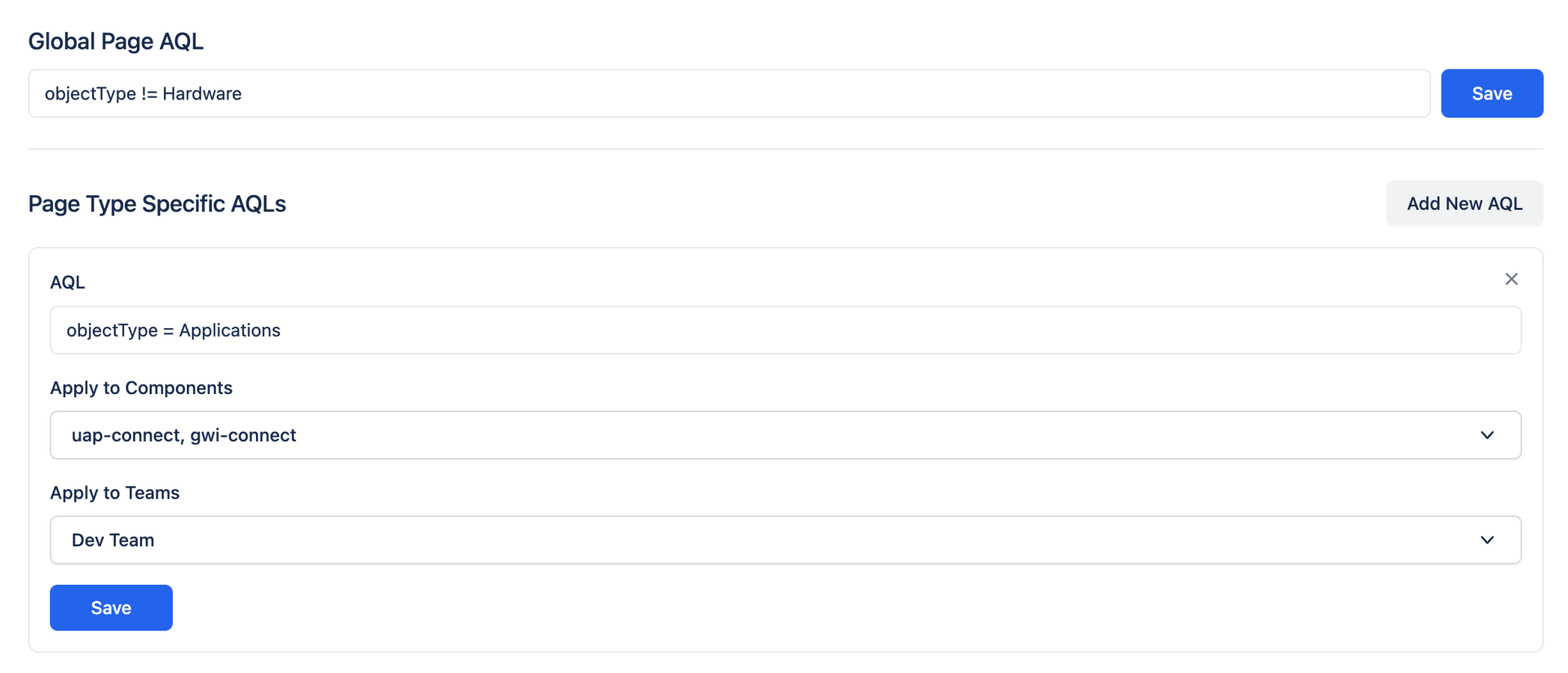 configuration page