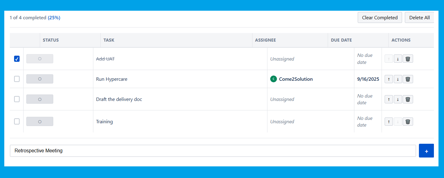 🚀Panel view inside JIRA issue to add todo tasks