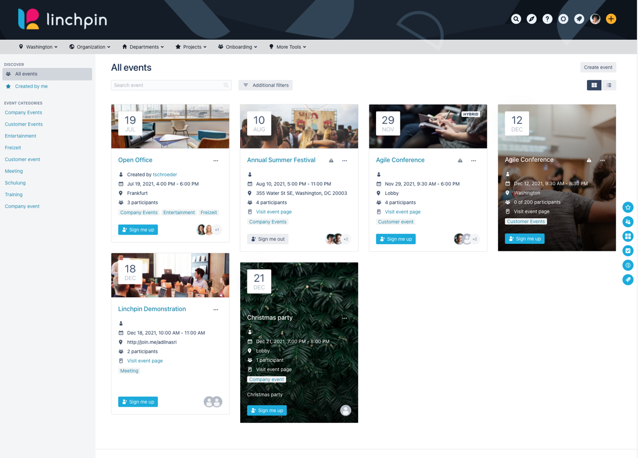 Get a clear overview of all events with the central events hub